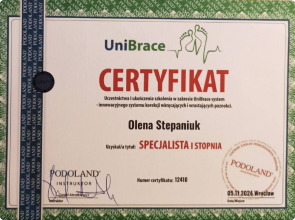 Certyfikat UniBrace 05.11.2024